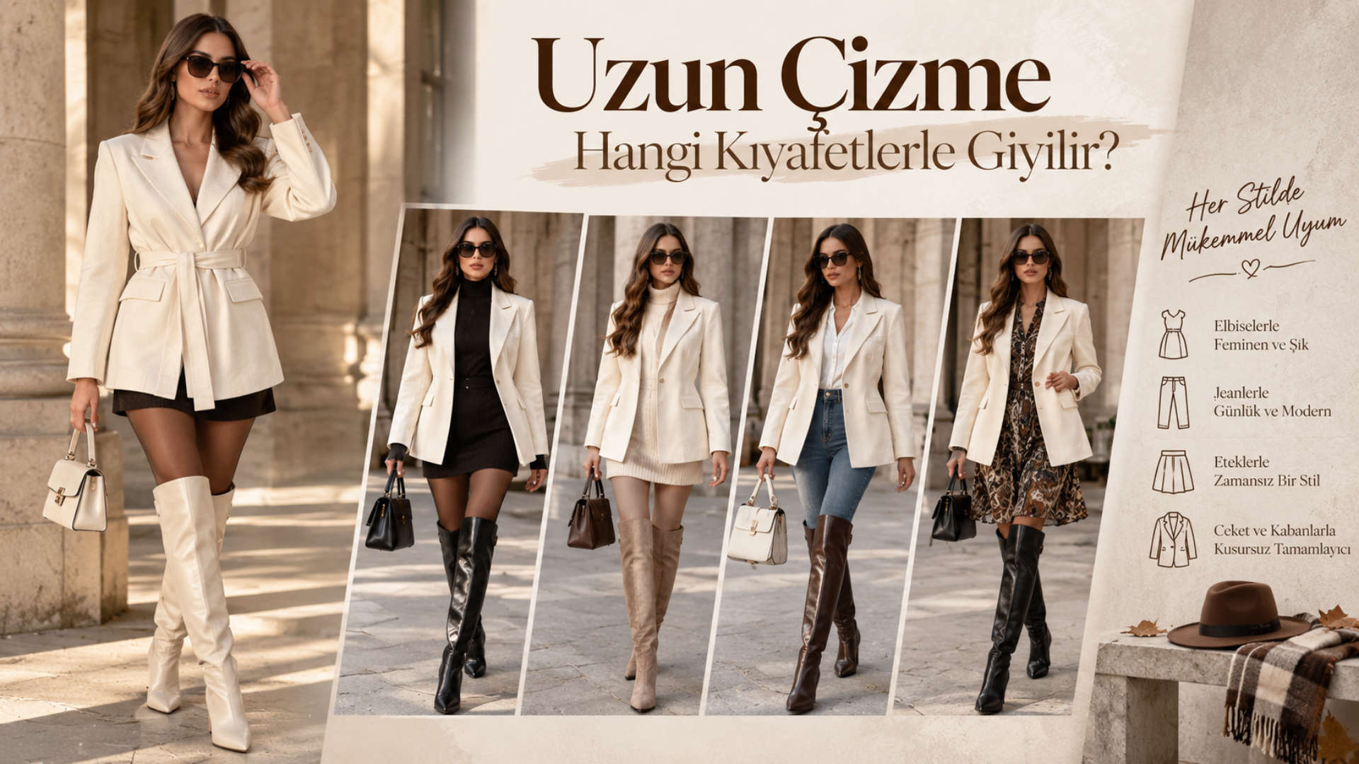 uzun çizme kombinleri