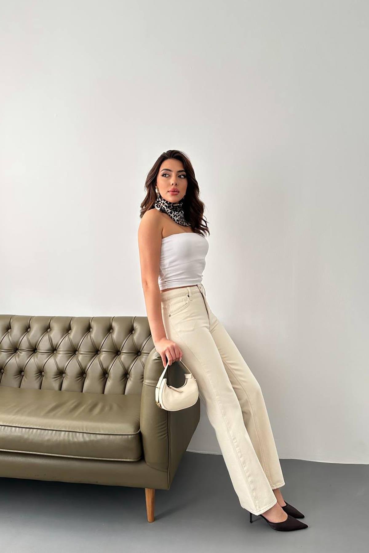 Toptan Bej Straightmania Jeans Pantolon