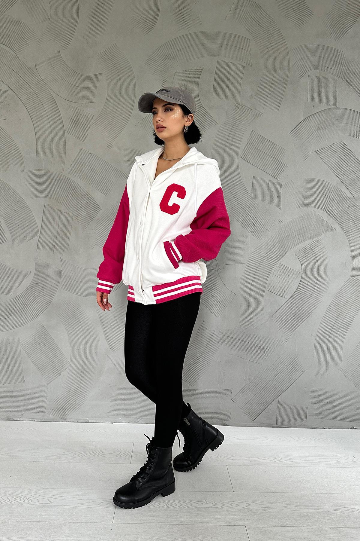 Toptan Ekru Kapüşonlu Kolej Mont