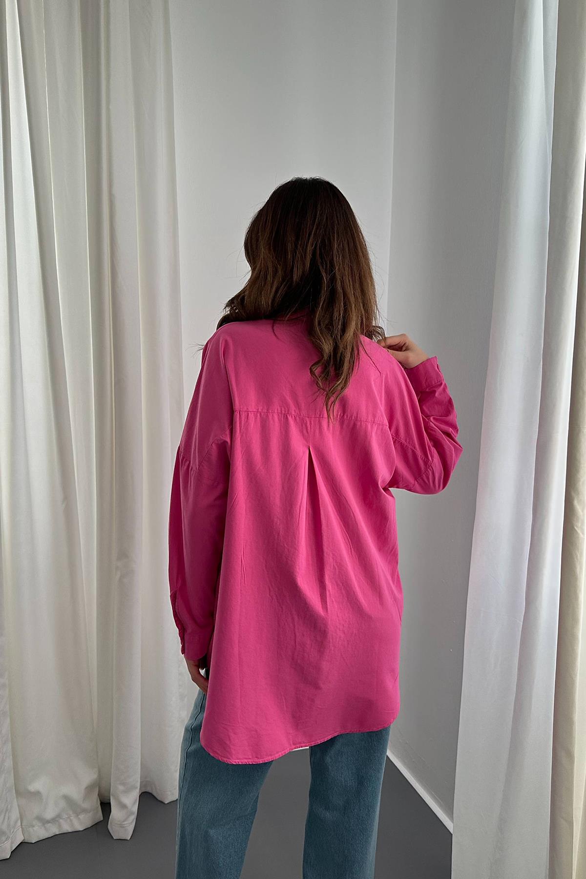 Wholesale Fuchsia Double Pocket Flap Snap Shirt