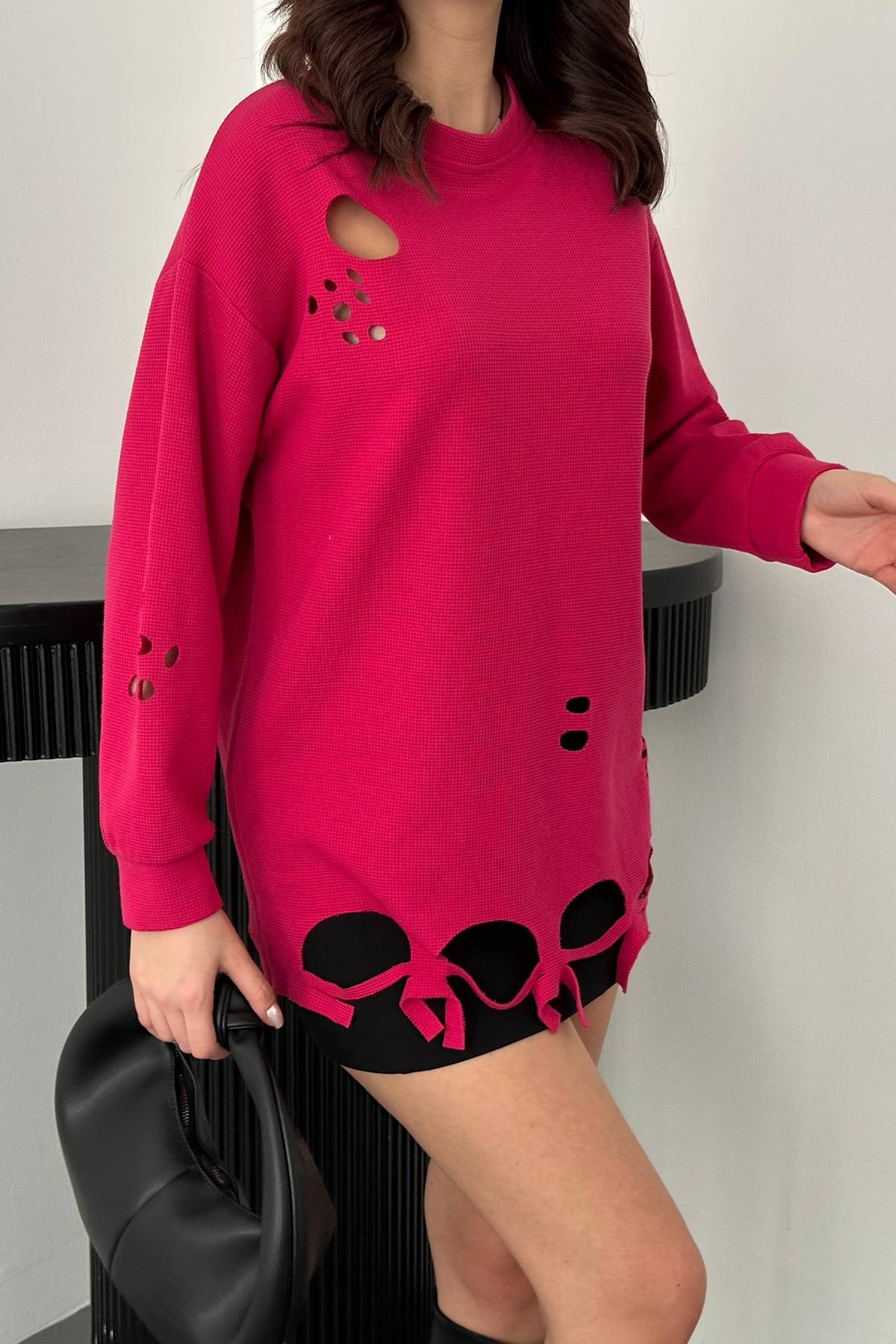 Оптовая продажа блузки цвета фуксии с лазерной резкой