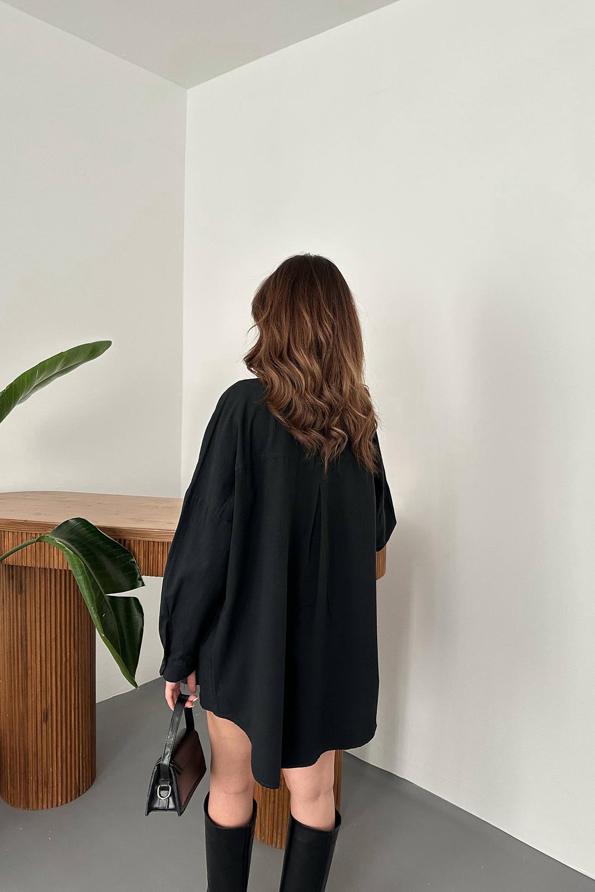 Wholesale Black Double Pocket Flap Snap Shirt