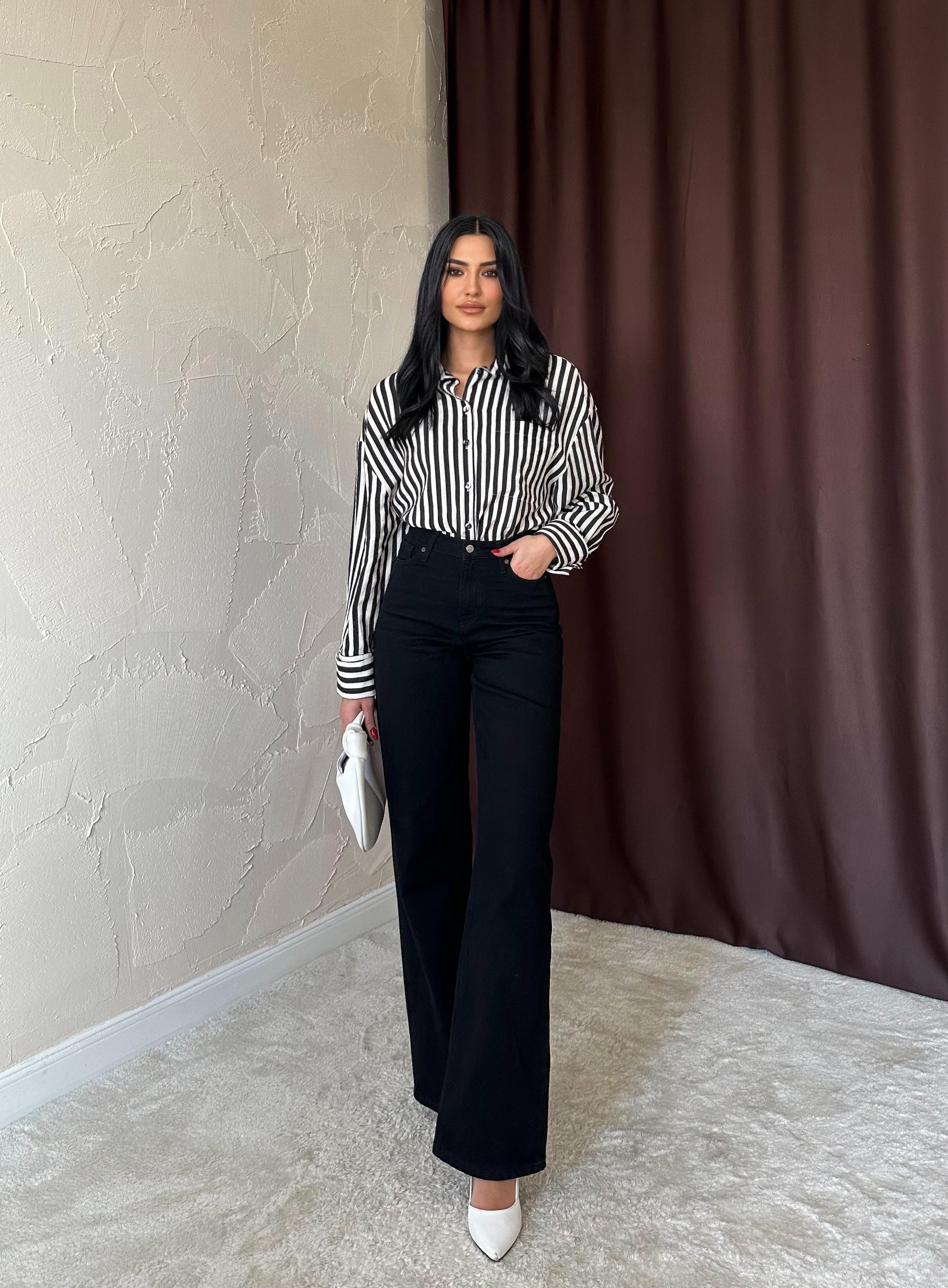 Toptan Siyah Comfy Jeans Pantolon