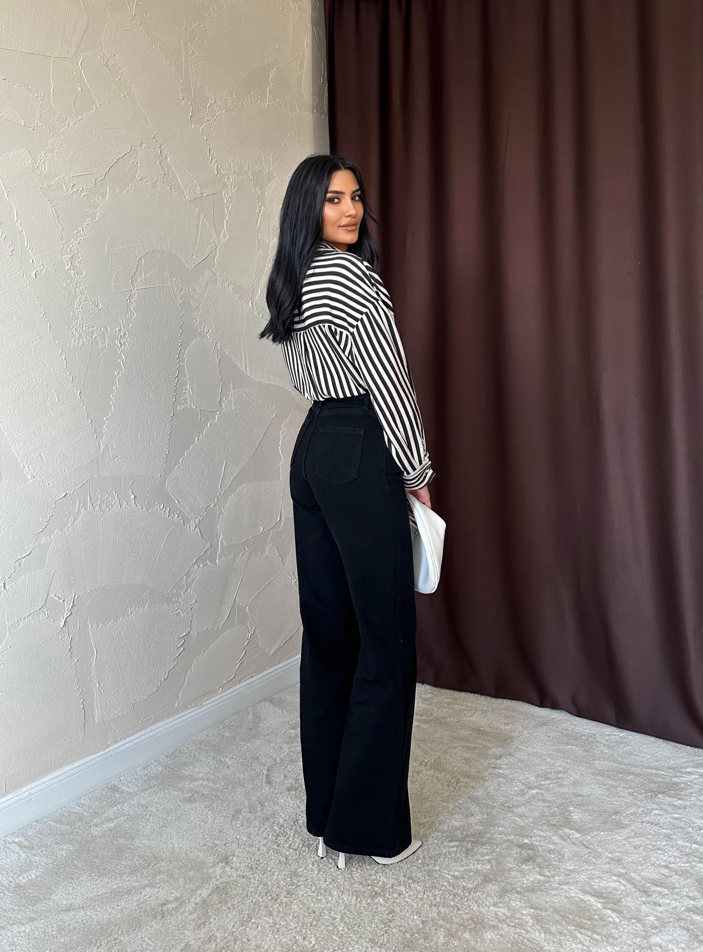 Toptan Siyah Comfy Jeans Pantolon