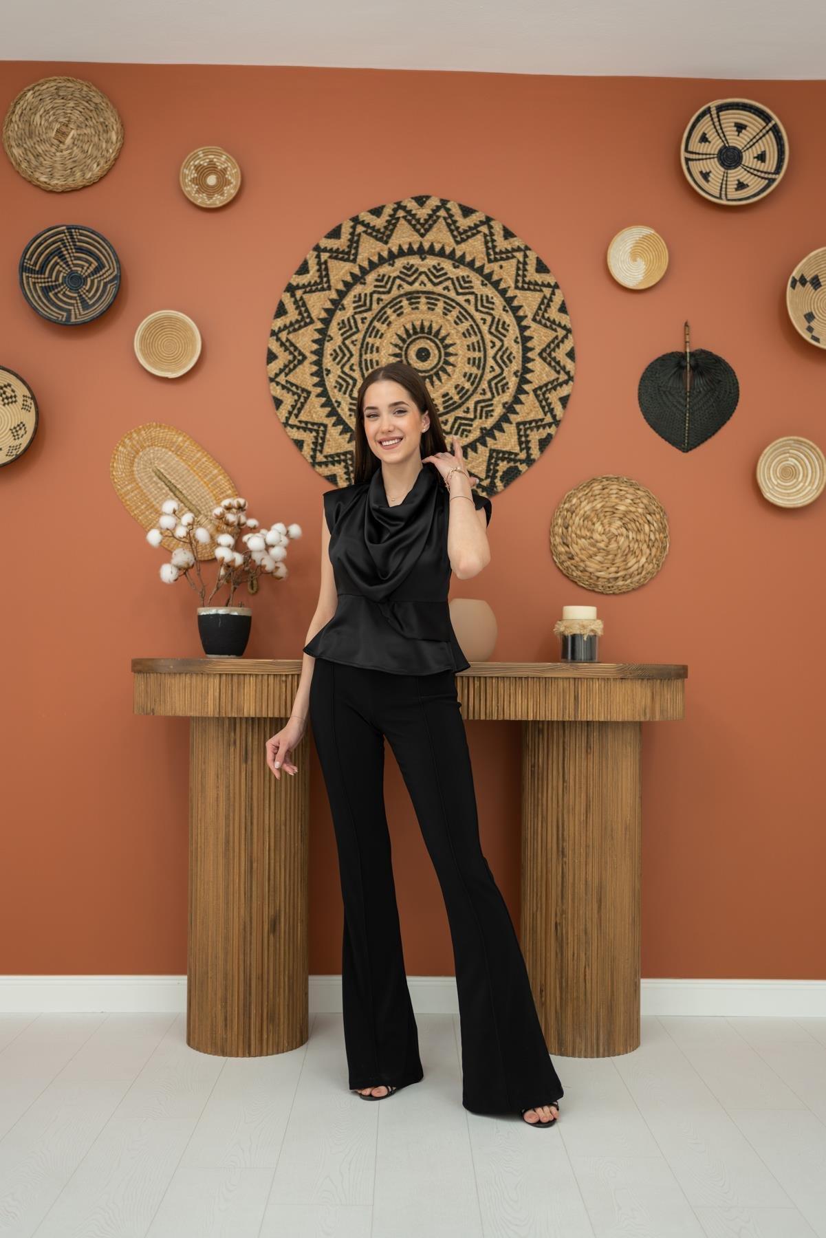 Wholesale Black Satin Blouse