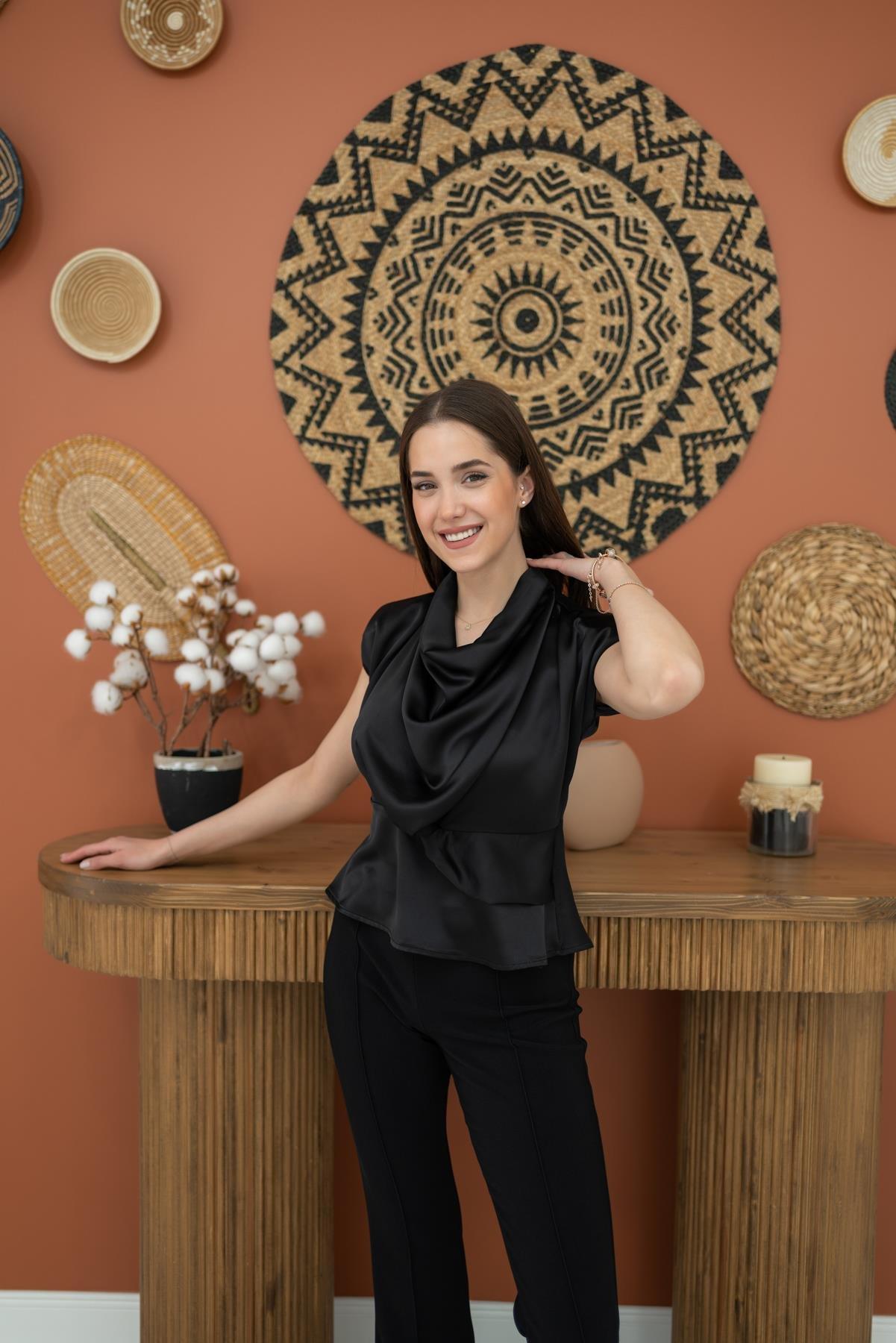 Wholesale Black Satin Blouse