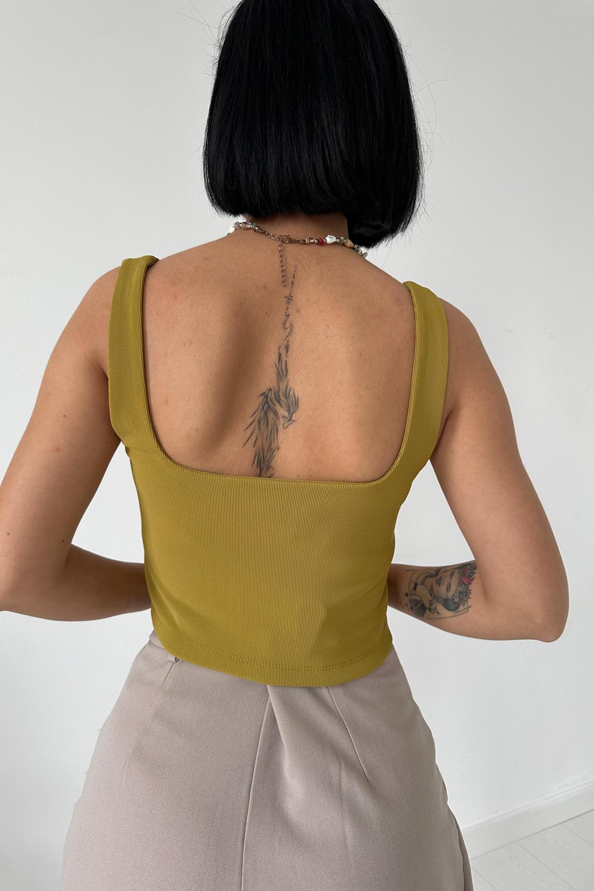 Wholesale Oil Green Strappy Blouse