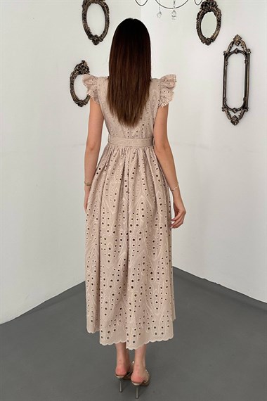 Beige Lace Embroidered Dress