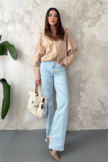 Beige Short Hooded Jacket