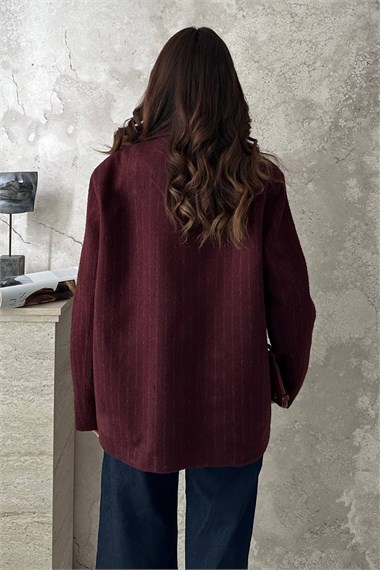 Burgundy Striped Wool Jacket