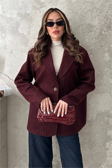 Burgundy Striped Wool Jacket
