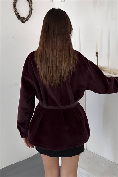 Burgundy Cashmere Shirt With Gold Buttons