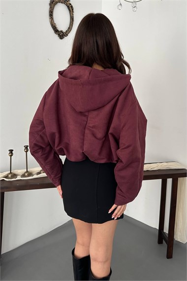 Burgundy Short Hooded Jacket