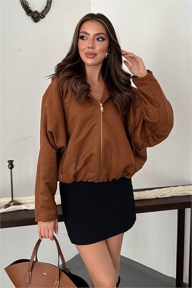 Camel Short Hooded Jacket