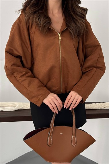 Camel Short Hooded Jacket