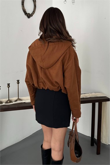 Camel Short Hooded Jacket