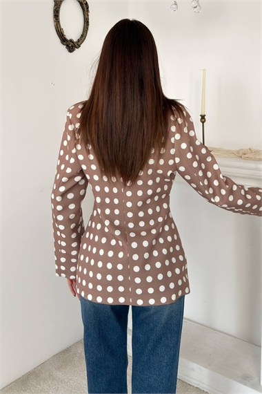 Camel Puantiyeli Blazer Ceket