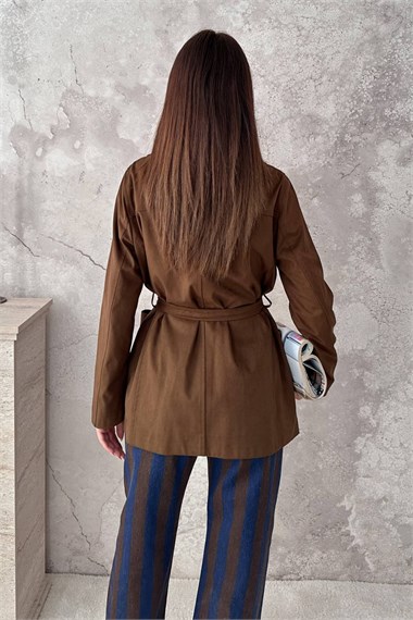 Camel Suede Tie-Up Jacket