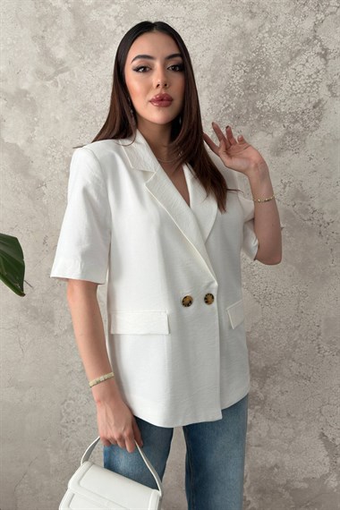 Off-White 2-Button Short-Sleeved Jacket