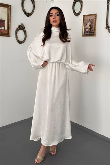 Off-White Jacquard Satin Dress