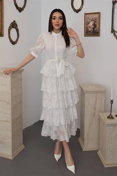 Off-White Layered Patterned Dress