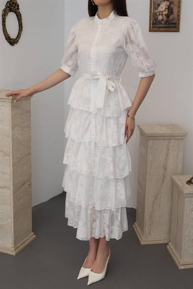 Off-White Layered Patterned Dress