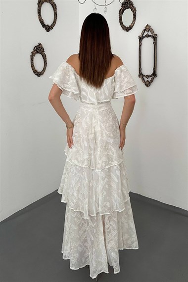 Off-White Layered Ruffled Dress