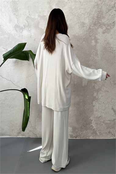 Off-White Classic Ribbed Sweater And Trousers Set