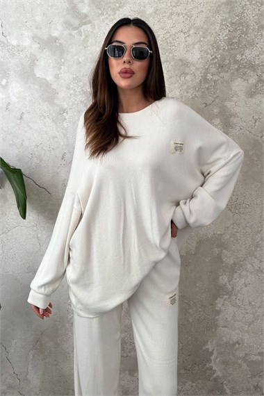 Off-White Classic Ribbed Sweater And Trousers Set