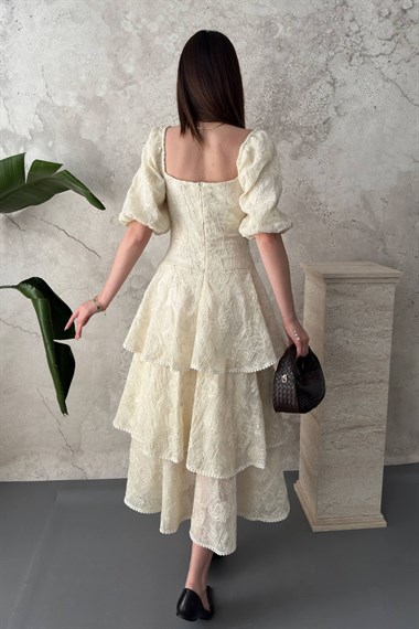 Off-White Ruffled Layered Dress