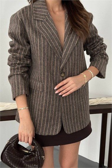 Brown Striped Wool Jacket