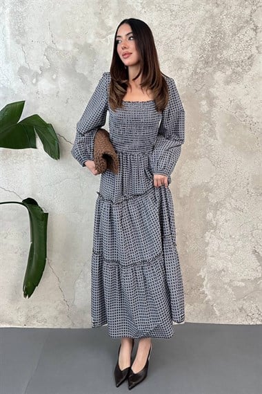Brown Plaid Covered Yarn Dress