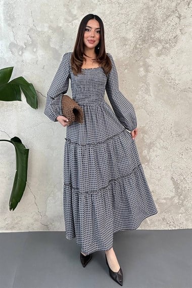 Brown Plaid Covered Yarn Dress
