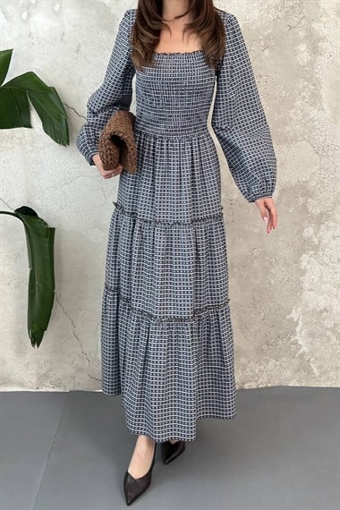 Brown Plaid Covered Yarn Dress