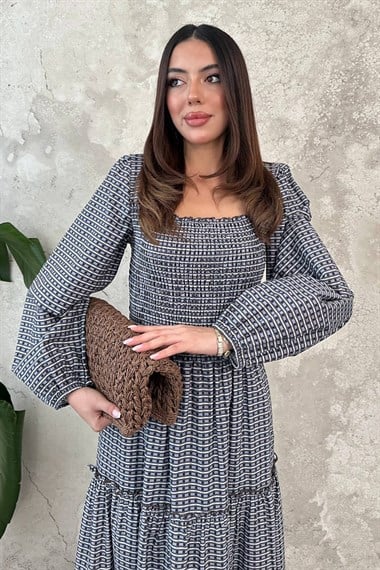Brown Plaid Covered Yarn Dress