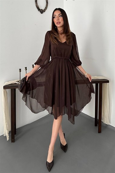 Brown Shimmering Asymmetrical Dress