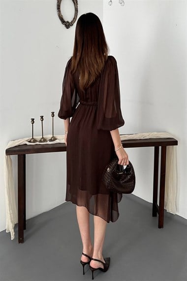 Brown Shimmering Asymmetrical Dress