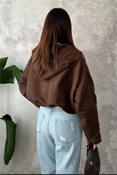 Brown Short Hooded Jacket