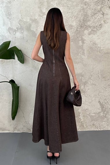 Brown Denim Godeli Dress