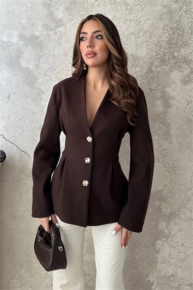 Brown Pleated Jacket