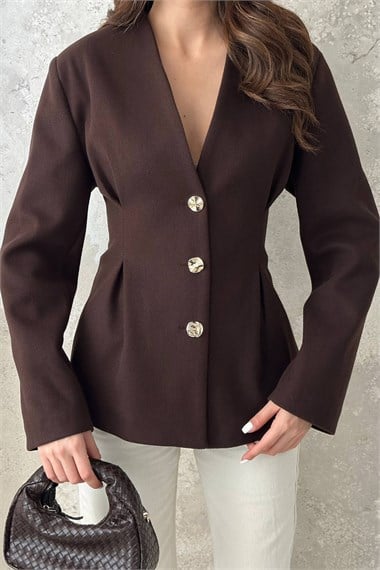 Brown Pleated Jacket