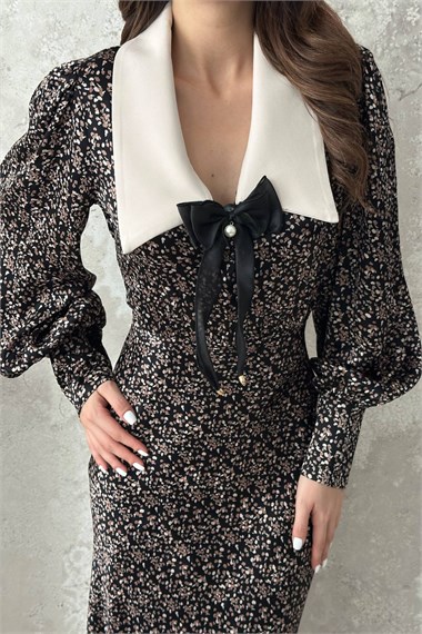 Brown Satin A-Line Dress