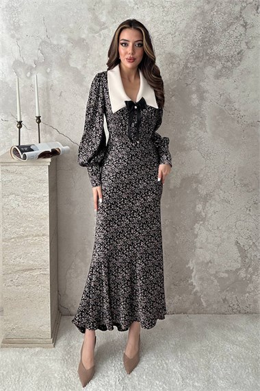 Brown Satin A-Line Dress