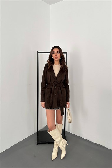 Brown Suede Tie-Up Jacket