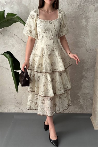 Brown Ruffled Layered Dress