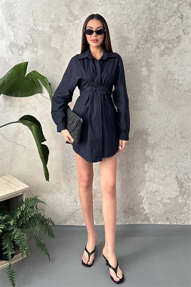 Navy Blue Two-Piece Set With Belt