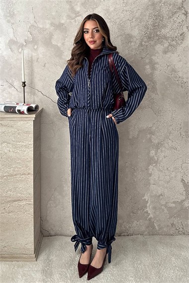 Navy Striped Two-Piece Set