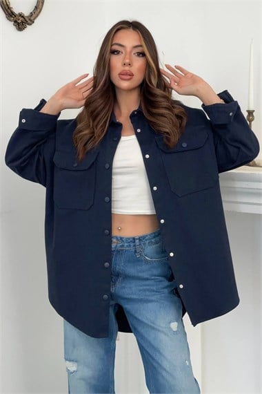 Navy Gabardine Shirt