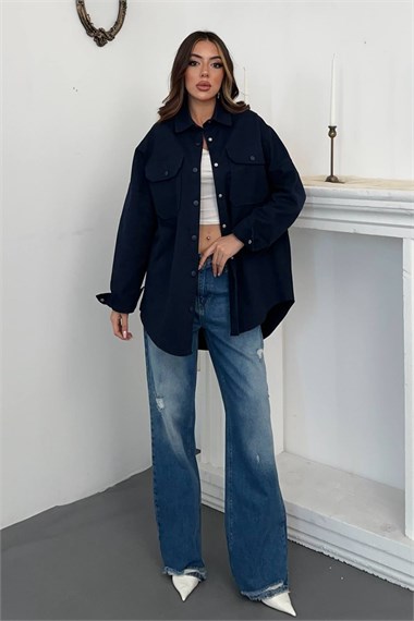 Navy Gabardine Shirt