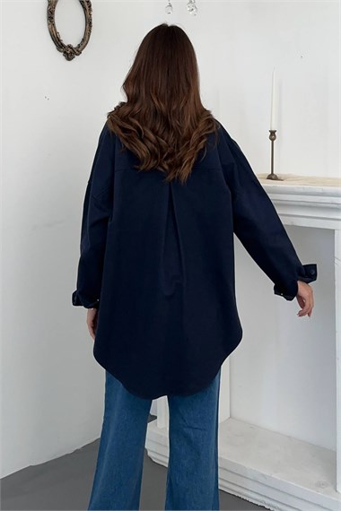 Navy Gabardine Shirt
